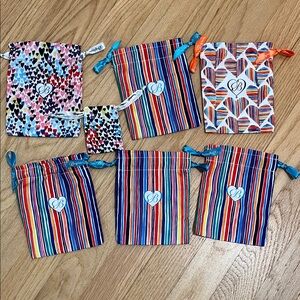 Brighton Jewelry Pouches Bags Colorful Stripes Patterns and Ties Total Of 7